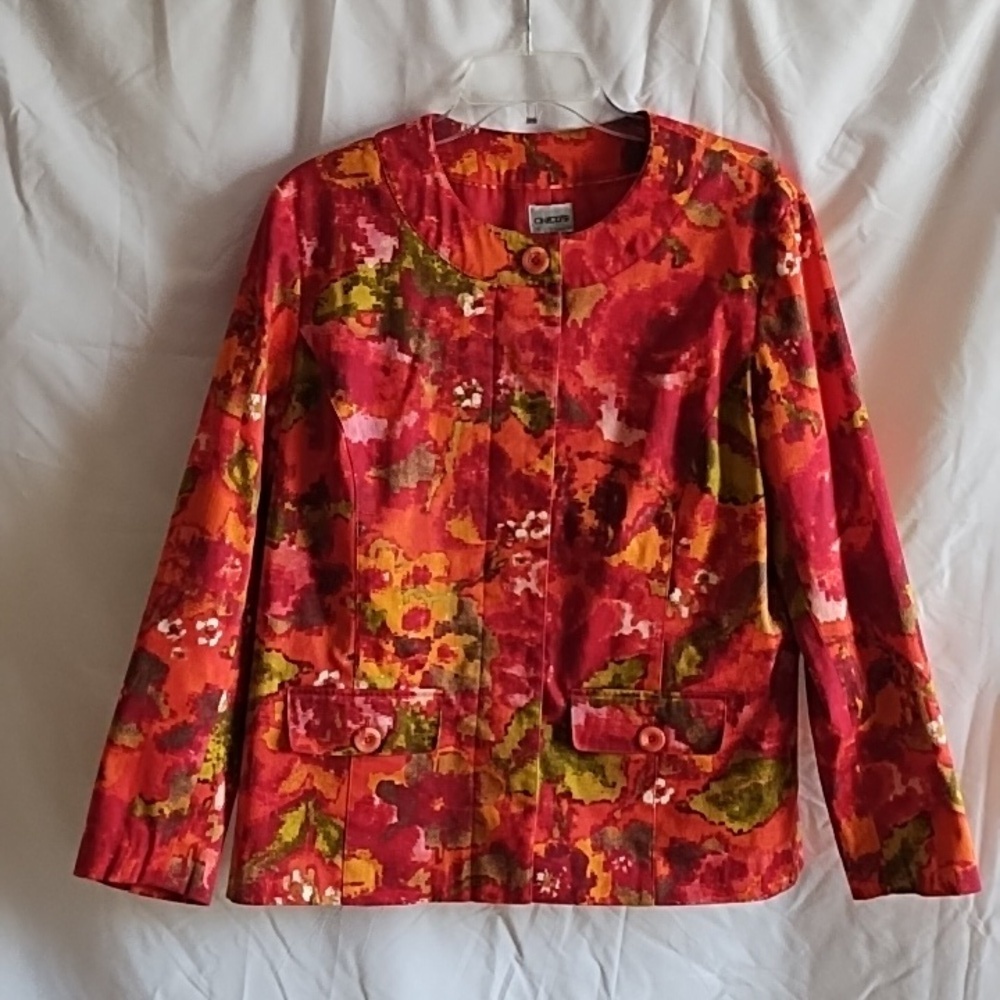 Chicos Button Front Jacket Size 2